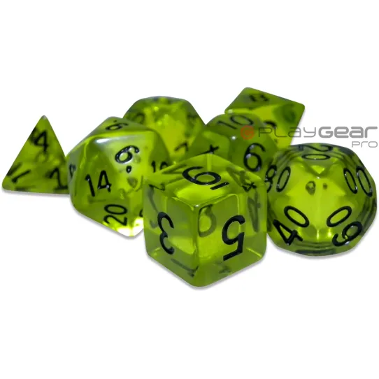 Kit 7 Dados Perolado Marrom c/ Números Brancos