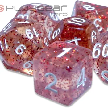 Kit 7 Dados Perolado Verde c/ Números Dourados