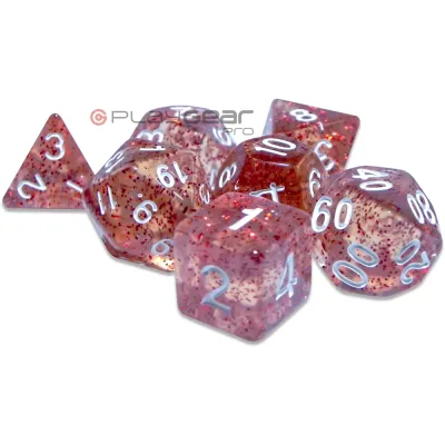 Kit 7 Dados Perolado Marrom c/ Números Brancos