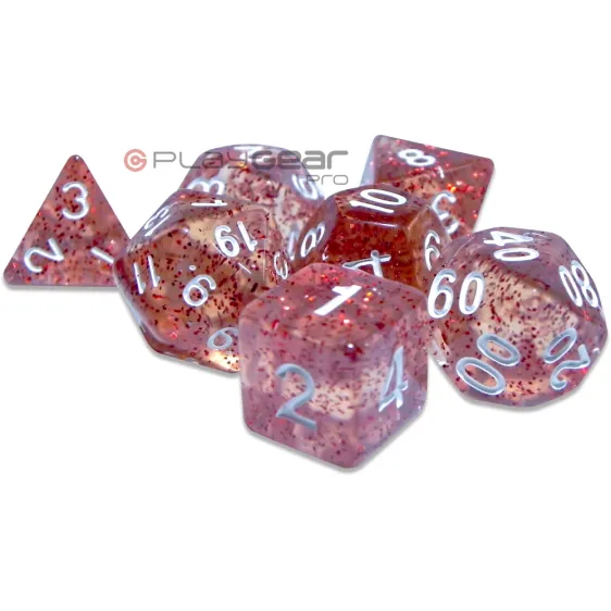 Kit 7 Dados Perolado Marrom c/ Números Brancos