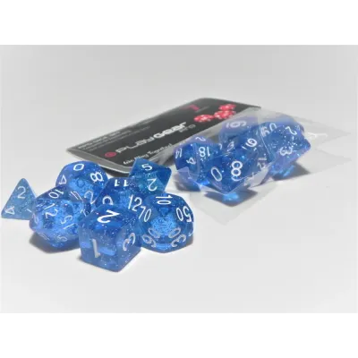 Kit 7 Dados Perolado Marrom c/ Números Brancos