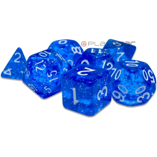 Kit 7 Dados Perolado Marrom c/ Números Brancos