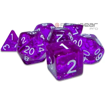 Kit 7 Dados Perolado Marrom c/ Números Brancos