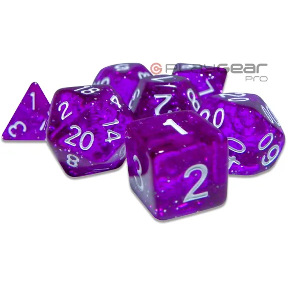 Kit 7 Dados Perolado Marrom c/ Números Brancos