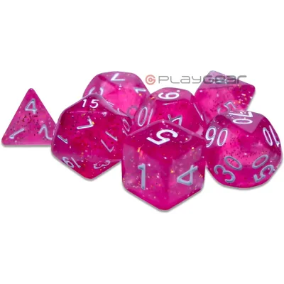 Kit 7 Dados Perolado Marrom c/ Números Brancos