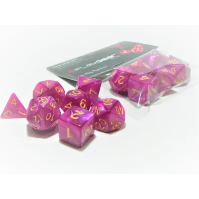 Kit 7 Dados Perolado Marrom c/ Números Brancos