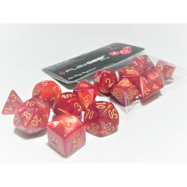 Kit 7 Dados Perolado Marrom c/ Números Brancos