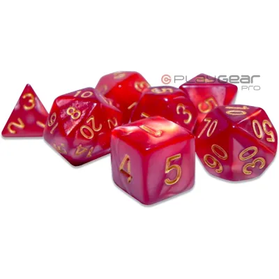 Kit 7 Dados Perolado Marrom c/ Números Brancos