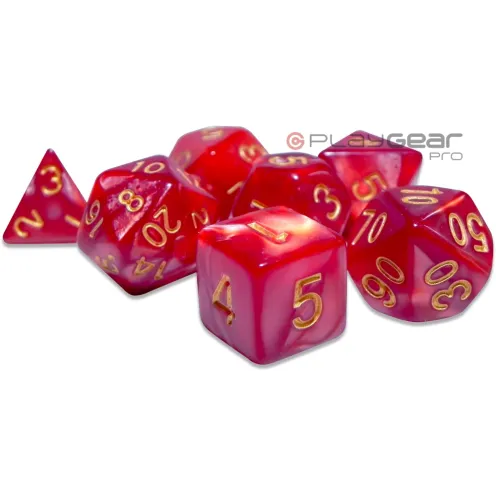 Kit 7 Dados Perolado Marrom c/ Números Brancos