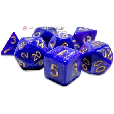 Kit 7 Dados Perolado Marrom c/ Números Brancos