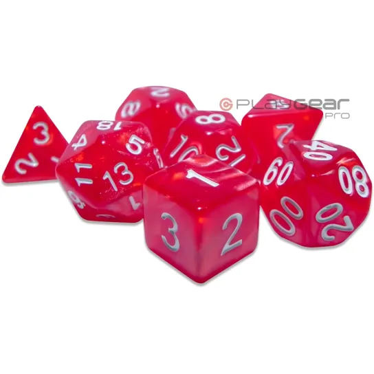 Kit 7 Dados Perolado Marrom c/ Números Brancos