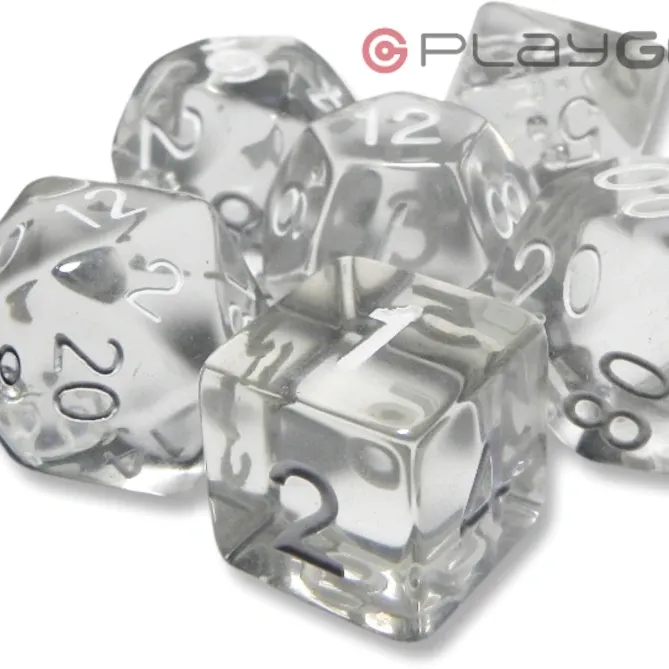 Kit 7 Dados Perolado Verde c/ Números Dourados