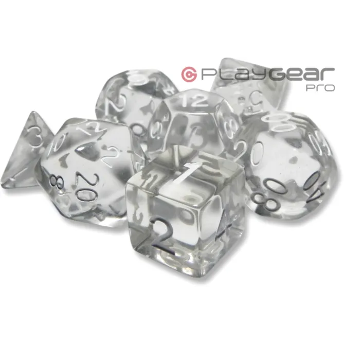 Kit 7 Dados Perolado Marrom c/ Números Brancos