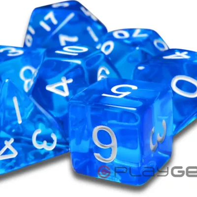 Kit 7 Dados Perolado Verde c/ Números Dourados