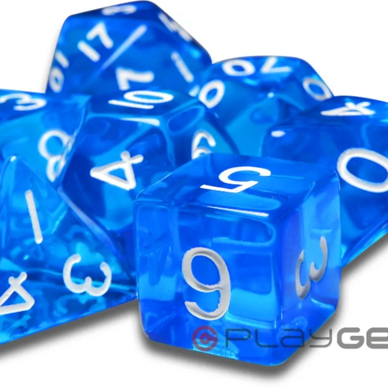 Kit 7 Dados Perolado Verde c/ Números Dourados