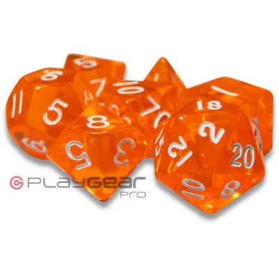 Kit 7 Dados Perolado Marrom c/ Números Brancos