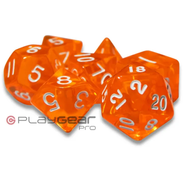 Kit 7 Dados Perolado Marrom c/ Números Brancos