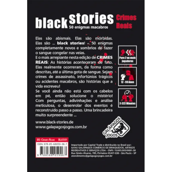 Histórias Sinistras: Crimes Reais - Galápagos Jogos Histórias Sinistras: Crimes Reais - Galápagos Jogos