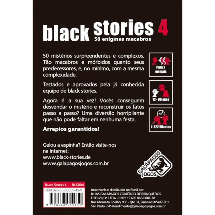 Black Stories 4 (Histórias Sinistras) - Galápagos Jogos