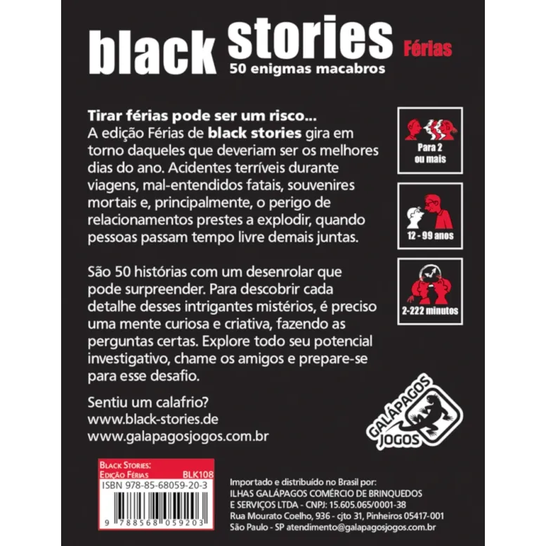 Black Stories: Férias - Galápagos Jogos