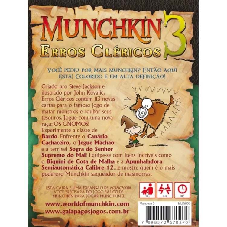 Munchkin 03 - Erros Cléricos (Expansão) - Galápagos Jogos Munchkin 03 - Erros Cléricos (Expansão) - Galápagos Jogos