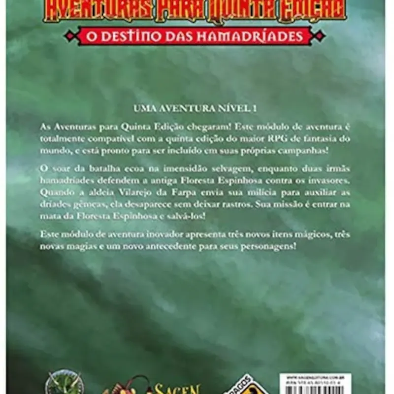 DnD Aventuras para Quinta Edição 02: O Destino das Hamadríades - Galápagos Jogos