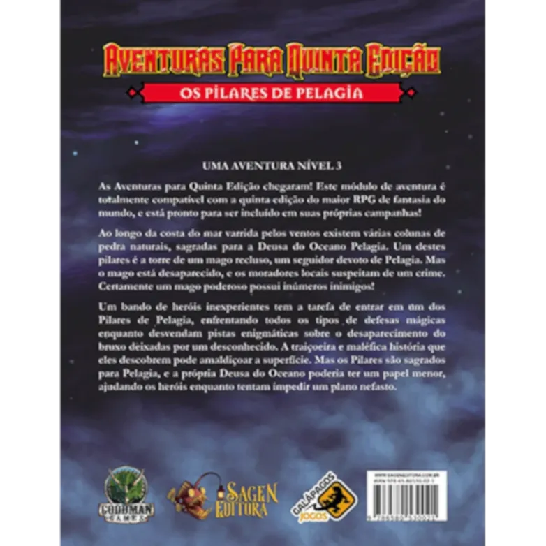 DnD Aventuras para Quinta Edição 03: Os Pilares de Pelagia - Galápagos Jogos