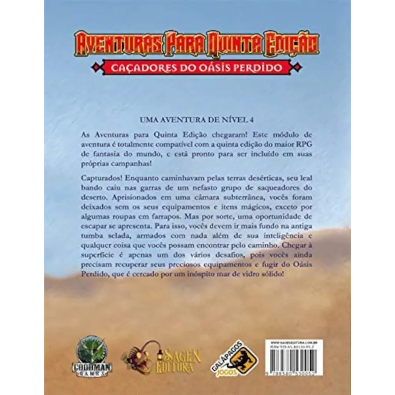 DnD Aventuras para Quinta Edição 06: Caçadores do Oásis Perdido - Galápagos Jogos