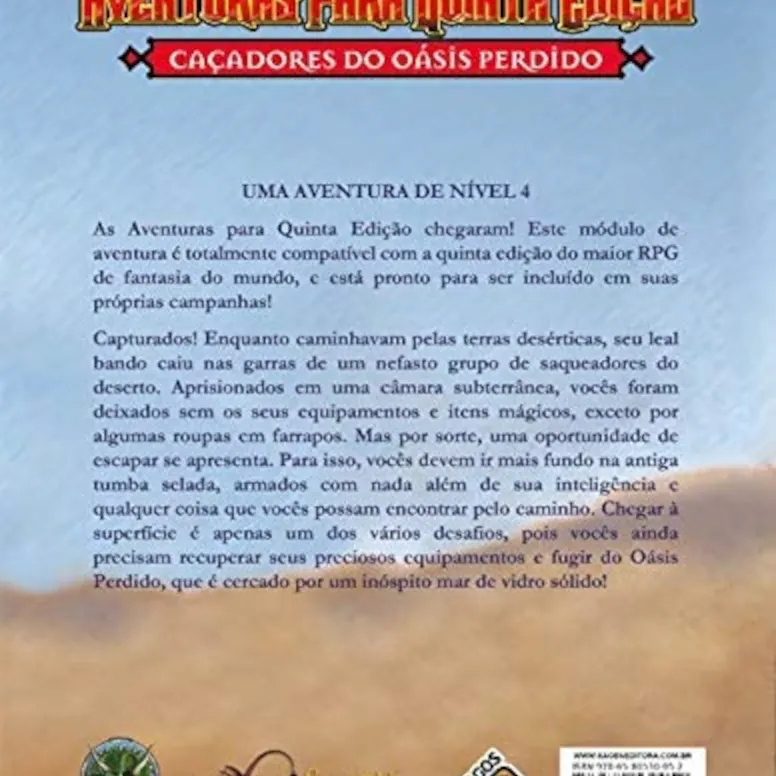 DnD Aventuras para Quinta Edição 06: Caçadores do Oásis Perdido - Galápagos Jogos DnD Aventuras para Quinta Edição 06: Caçadores do Oásis Perdido - Galápagos Jogos