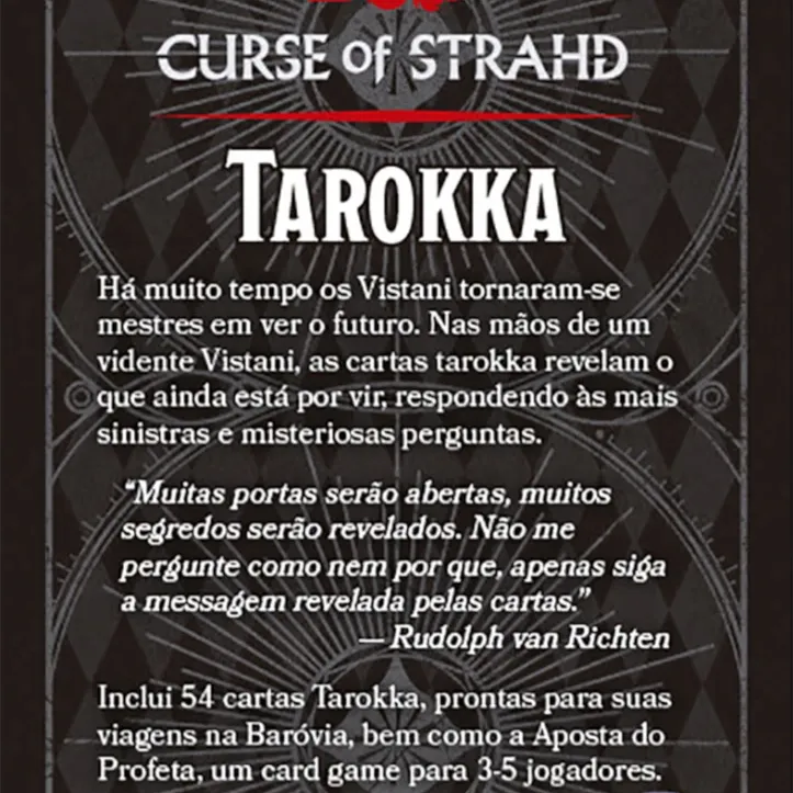 D&D A Maldição de Strahd Tarokka Deck