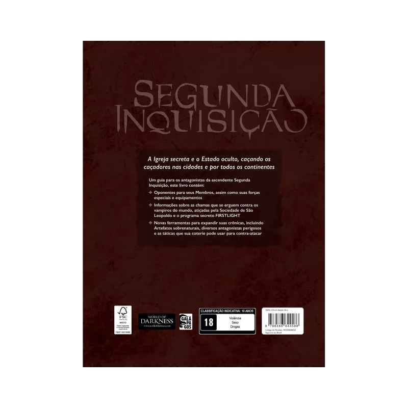Vampiro: A Máscara - Segunda Inquisição (Suplemento) - Galápagos Jogos Vampiro: A Máscara - Segunda Inquisição (Suplemento) - Galápagos Jogos