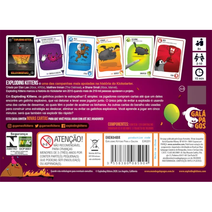 Exploding Kittens: Para a Galera - Galápagos Jogos