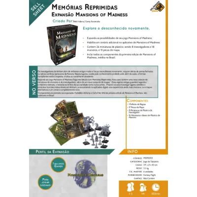 Mansions of Madness Memórias Reprimidas (Expansão) - Galapagos Jogos