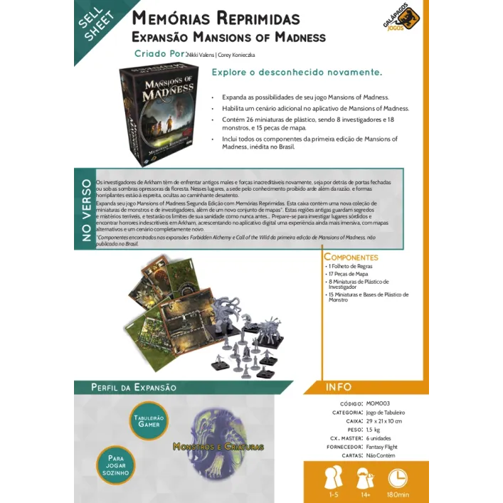 Mansions of Madness Memórias Reprimidas (Expansão) - Galapagos Jogos
