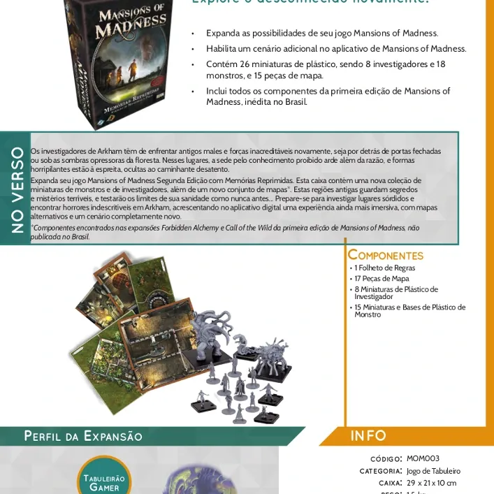 Mansions of Madness Memórias Reprimidas (Expansão) - Galapagos Jogos