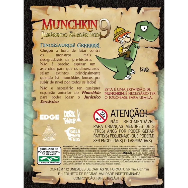 Munchkin 09 - Jurássico Sarcástico (Expansão) - Galápagos Jogos