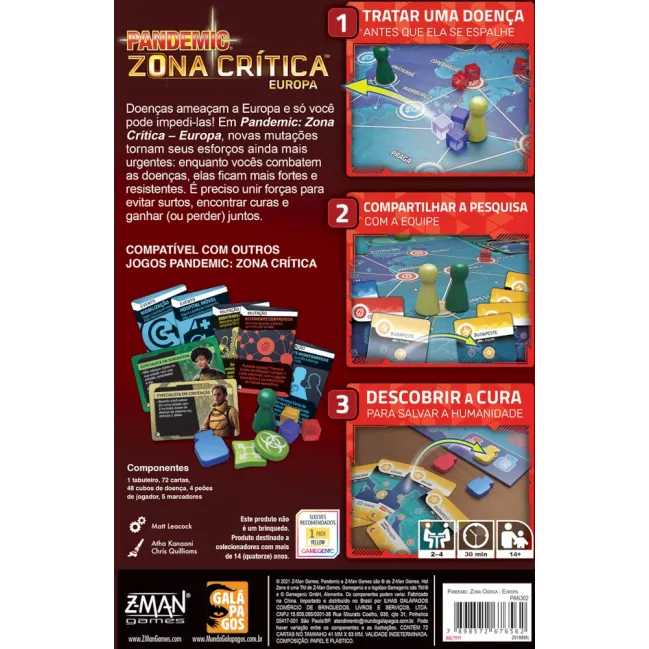 Pandemic: Zona Crítica Europa - Galápagos Jogos