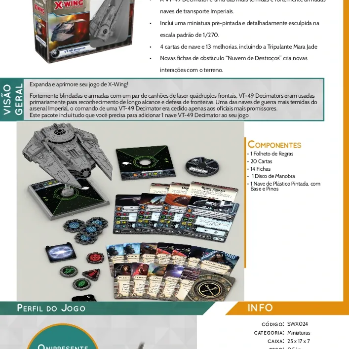 Star Wars X-Wing - Pacote de Expansão: VT-49 Decimator - Galápagos Jogos Star Wars X-Wing - Pacote de Expansão: VT-49 Decimator - Galápagos Jogos