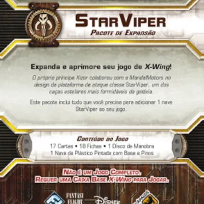 Star Wars X-Wing - Pacote de Expansão: Star Viper - Galápagos Jogos